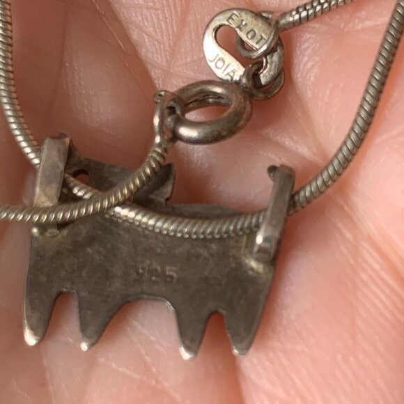 Handmade Cat Necklace 925 Sterling Silver Buenos Aires Coil Chain 16" Approx. - Picture 7 of 7